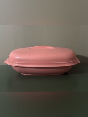Vintage Tupperware Microwave Food Steamer 6 Cups Dusty Rose Pink 3 Piece 1273-5